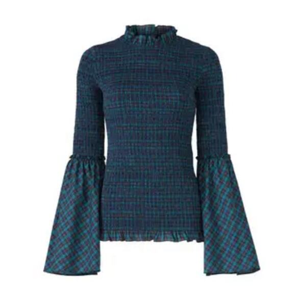 Petersyn Plaid Bell Sleeve Top Size Medium - Picture 10 of 10